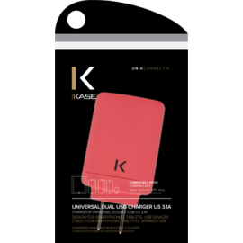 Chargeur Universel Double USB (US) 3.1A, Corail
