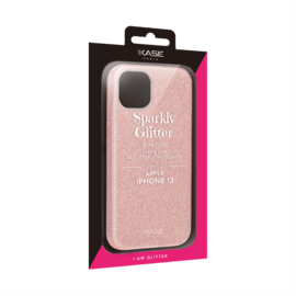 Coque slim&nbsp;paillet&eacute;e &eacute;tincelante pour Apple iPhone 13, Or Rose
