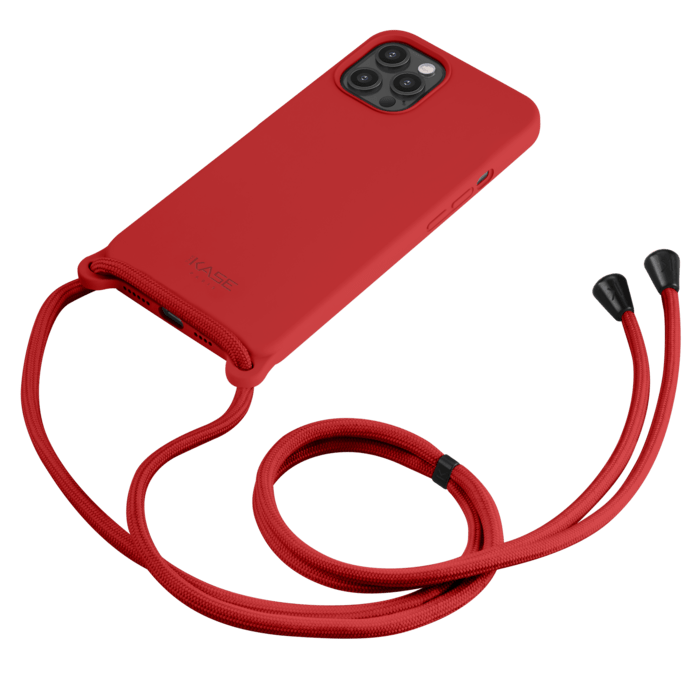 Coque en gel de silicone doux en bandouli&egrave;re pour Apple iPhone 12 Pro Max, Rouge Ardent