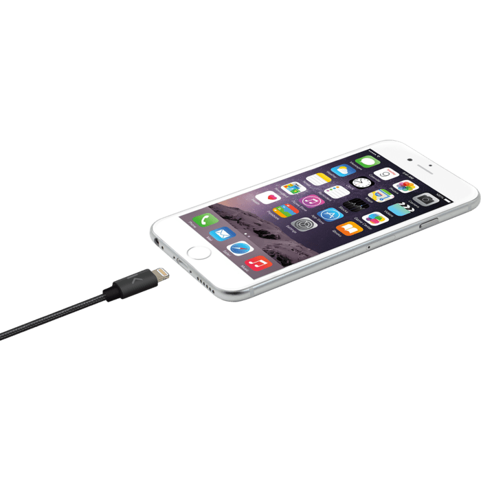 Câble Lightning® certifié MFi Apple vers USB tressé métallisé Charge/Sync (2M)
