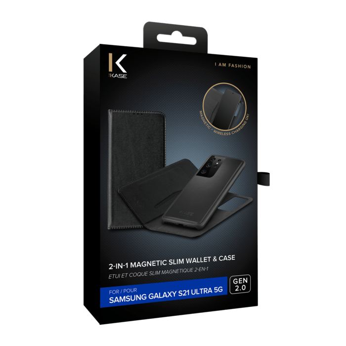 Etui et Coque slim magnétique 2-en-1 GEN 2.0 pour Samsung Galaxy S21 Ultra 5G, Noir