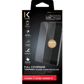 Case Full Coverage Tempered Glass Screen Protector for Huawei Honor 7C/ Y7 (2018), Transparent