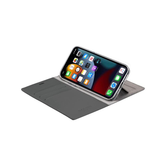 Diarycase 2.0 Coque clapet en cuir v&eacute;ritable avec support aimant&eacute; pour Apple iPhone 13 mini, Noir Minuit