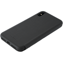Ferrari Coque clapet en cuir v&eacute;ritable matelass&eacute; pour Apple iPhone XS Max, Noir