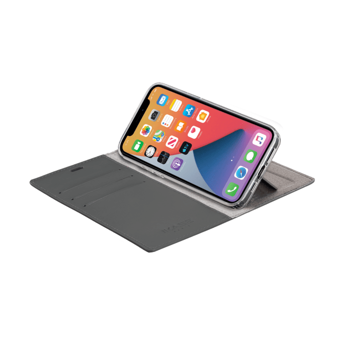 Diarycase 2.0 Coque clapet en cuir v&eacute;ritable avec support aimant&eacute; pour Apple iPhone 12/12 Pro, Rouge Bordeaux