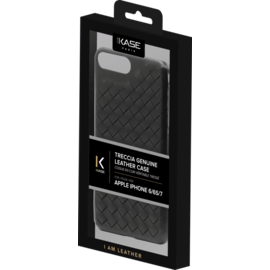 Coque en cuir véritable Treccia pour Apple iPhone 6/6s/7/8/SE 2020, Noir Satin