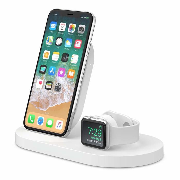 Station de recharge sans fil 7,5W pour iPhone et Apple Watch blanc