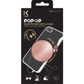 POP-UP poign&eacute;e & support smartphone, Or Rose Chrom&eacute;