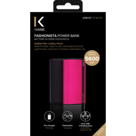 Batterie Externe Fashionista, 5600 mAh, Noir Graphite
