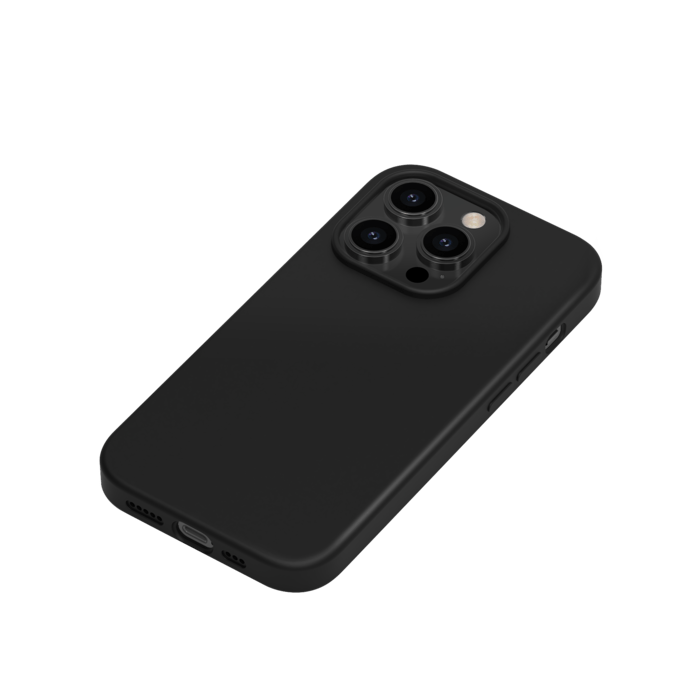 Coque antichoc en gel de silicone doux pour Apple iPhone 14 Pro, Noir satin