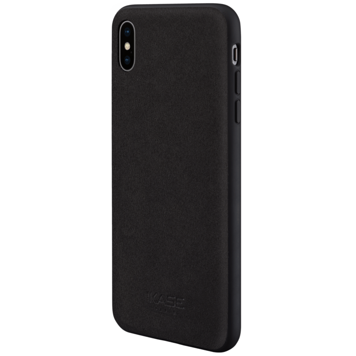 Coque en Su&egrave;de Alcantara pour Apple iPhone XS Max, Noir Minuit