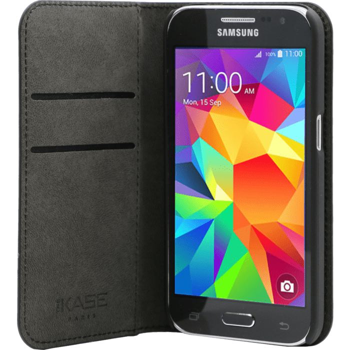 Coque clapet avec pochettes CB pour Samsung Galaxy Core Prime G360, Noir