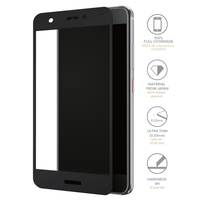 Protection d'écran en verre trempé (100% d surface couverte) pour Huawei Nova, Noir