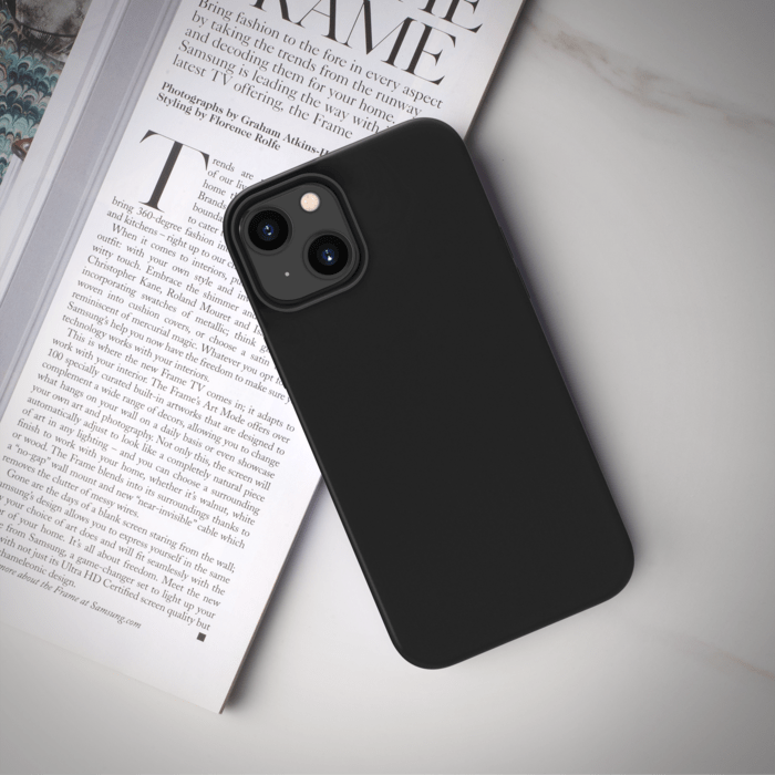 Coque antichoc en gel de silicone doux pour Apple iPhone 13 mini, Noir satin