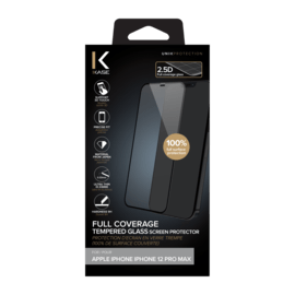 Protection d'&eacute;cran en verre tremp&eacute; (100% de surface couverte) pour Apple iPhone 12 Pro Max, Noir