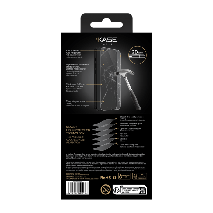 Protecteur d'écran en verre trempé de qualité supérieure pour Apple iPhone 15 Pro Max, transparent