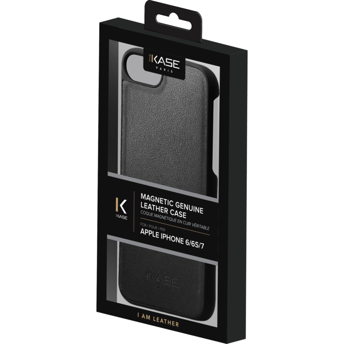 Coque magnétique en cuir véritable pour Apple iPhone 6/6s/7/8/SE 2020, Noir