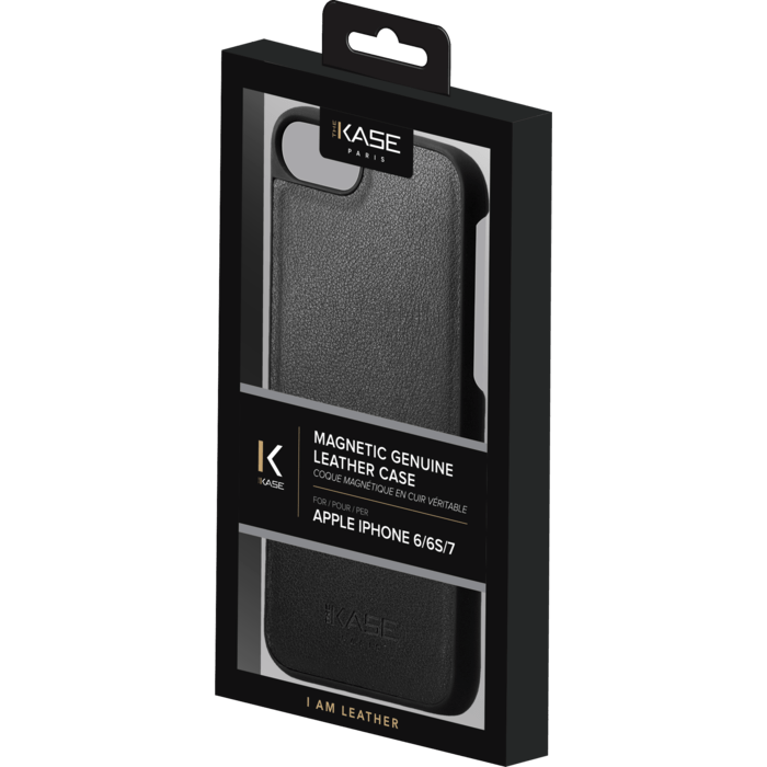 Coque magn&eacute;tique en cuir v&eacute;ritable pour Apple iPhone 6/6s/7/8/SE 2020, Noir
