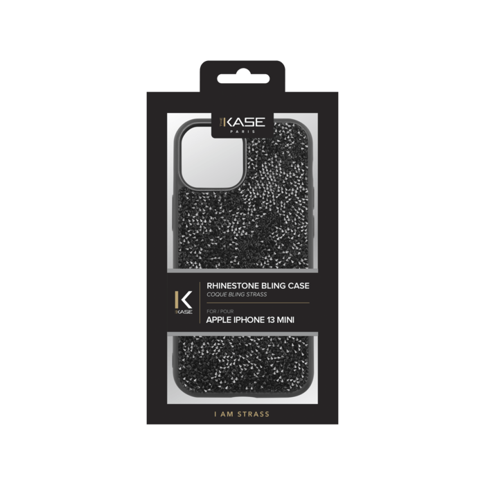 Coque Bling Strass pour Apple iPhone 13 mini, Noir Minuit
