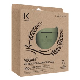 Coque antibact&eacute;rienne vegan bio 100 % z&eacute;ro d&eacute;chet pour Apple AirPods, Vert olive