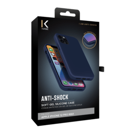 Coque antichoc en gel de silicone doux pour Apple 12 Pro Max, Bleu Oxford