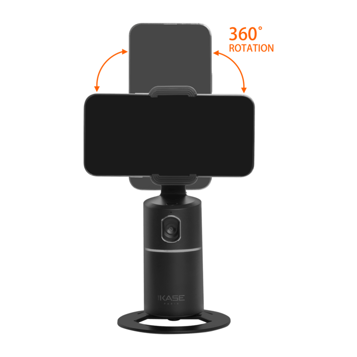 Support selfie pour smartphone avec suivi &agrave; 360&deg;, noir minuit