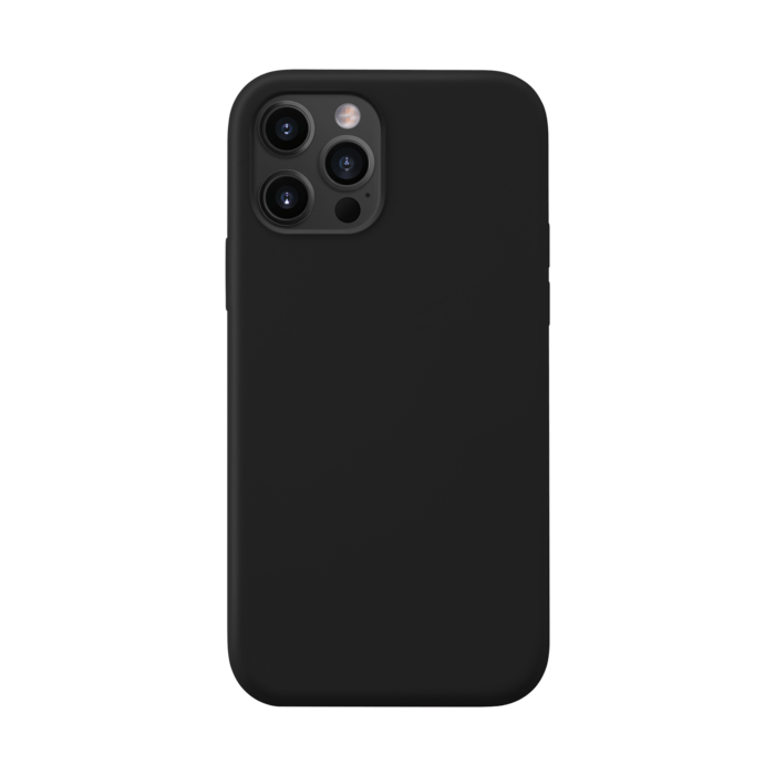 (O) Coque antichoc en gel de silicone doux pour Apple iPhone 12/12 Pro, Noir satin