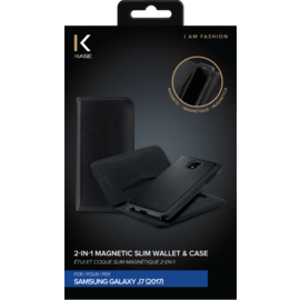 Étui et Coque slim magnétique 2-en-1 pour Samsung Galaxy Galaxy J7 (2017), Noir (v. EU/Asie - J730F/DS & J730FM/DS)