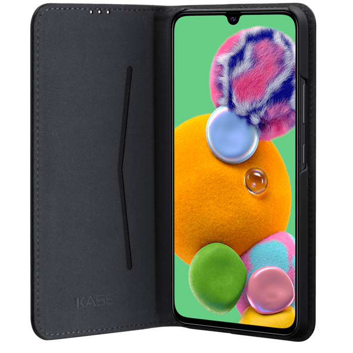 Coque clapet folio avec fente pour cartes & support pour Samsung Galaxy A90 5G 2019, Noir