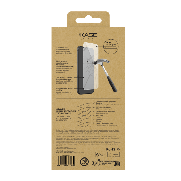 Protecteur d'&eacute;cran en verre tremp&eacute; de qualit&eacute; sup&eacute;rieure (60% verre tremp&eacute; recycl&eacute;) pour Apple iPhone 17 Pro Max, Transparent