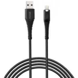 Câble Lightning® certifié MFI Apple vers USB tressé en nylon avec lampe Charge/Sync (1M), Noir