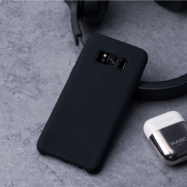 (O)Coque en Gel de Silicone Doux pour Samsung Galaxy S8, Noir satin