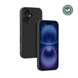 Coque antichoc en gel de silicone doux pour 55% de plastique recycl&eacute; Apple iPhone 16, Noir satin
