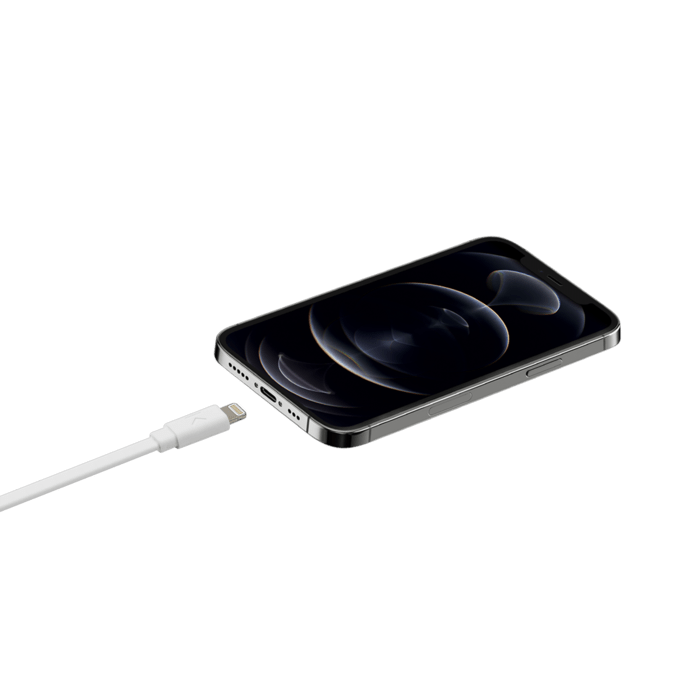 C&acirc;ble Lightning certifi&eacute; MFi Apple Charge Speed 3A charge/ sync (1M), Blanc Lumineux
