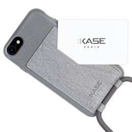 Coque antibact&eacute;rienne Vegan bio en bandouli&egrave;re pour Apple iPhone 6/6s/7/8/SE 2020/SE 2022, Gris lave