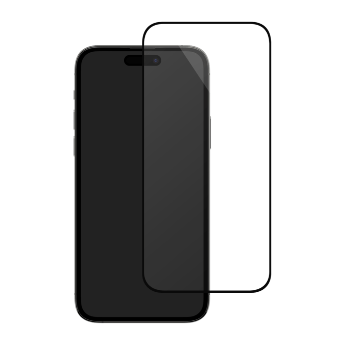 Protection d'écran en verre trempé (60% verre trempé recyclé) pour Apple iPhone 15 Pro, Noir