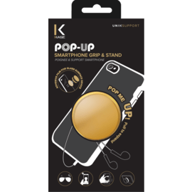 POP-UP poign&eacute;e & support smartphone, Or Chrom&eacute;