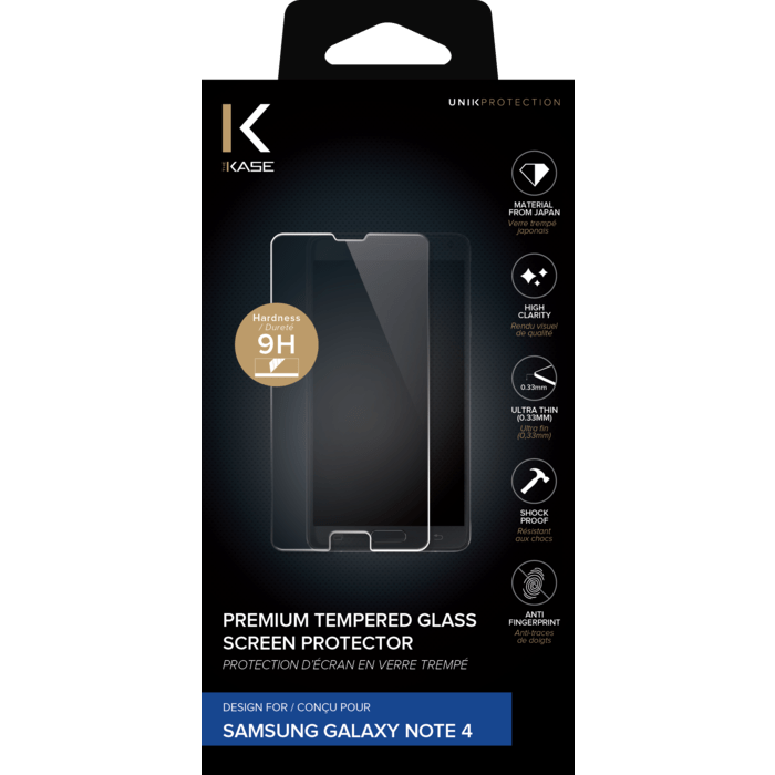 Protection d'&eacute;cran premium en verre tremp&eacute; pour Samsung Galaxy Note 4, Transparent