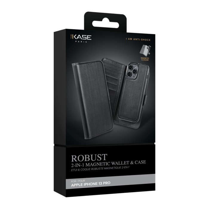 Etui & Coque robuste magn&eacute;tique 2-en-1 pour Apple iPhone 13 Pro, Noir Onyx