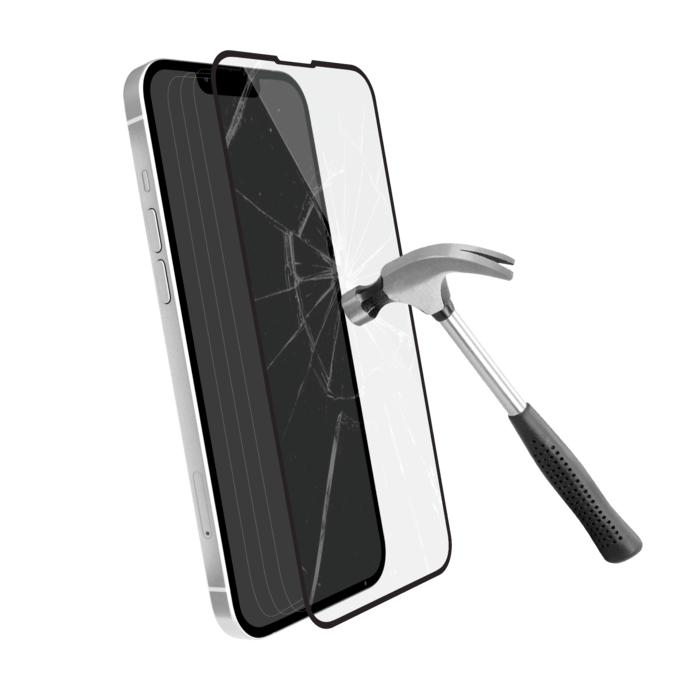 Protection d&rsquo;&eacute;cran antibact&eacute;rienne en verre tremp&eacute; ultra-r&eacute;sistant (100% de surface couverte) pour Apple iPhone 13/ 13Pro/ 14, Noir