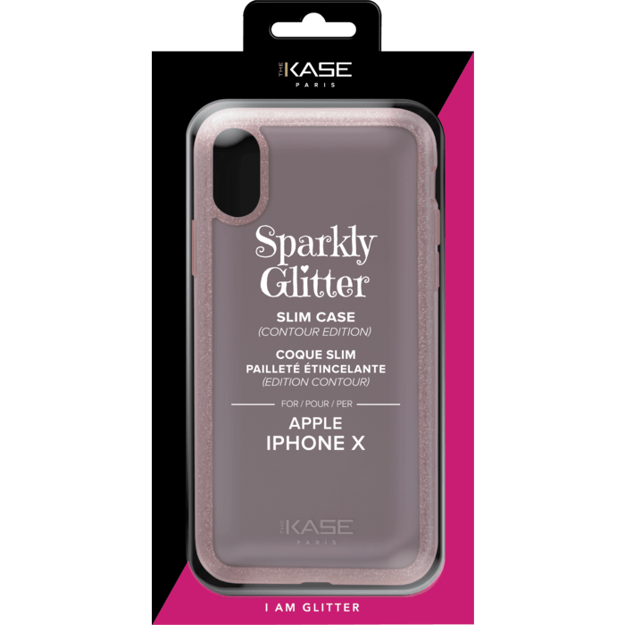 Coque slim&nbsp;paillet&eacute;e &eacute;tincelante (Edition contour) pour Apple iPhone X/XS Or Rose