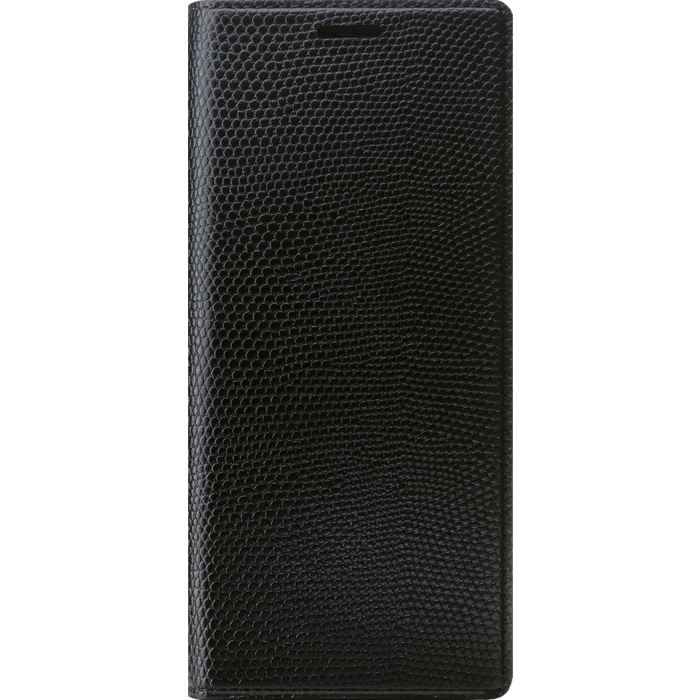 Diarycase Coque clapet en cuir v&eacute;ritable avec support aimant&eacute; pour Samsung Galaxy S9 , Noir L&eacute;zard