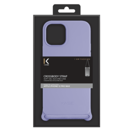 Coque en gel de silicone doux en bandouli&egrave;re pour Apple iPhone 12/12 Pro, Violet