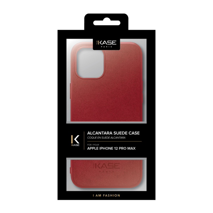 Coque en Suède Alcantara pour Apple iPhone 12 Pro Max, Rouge rubis