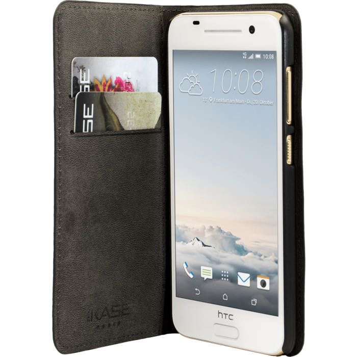 Coque clapet avec pochettes CB & stand pour HTC One A9, Noir