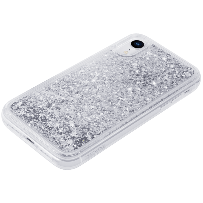 Bling Bling Coque paillet&eacute;e hybride pour Apple iPhone XR, Argent Galaxie