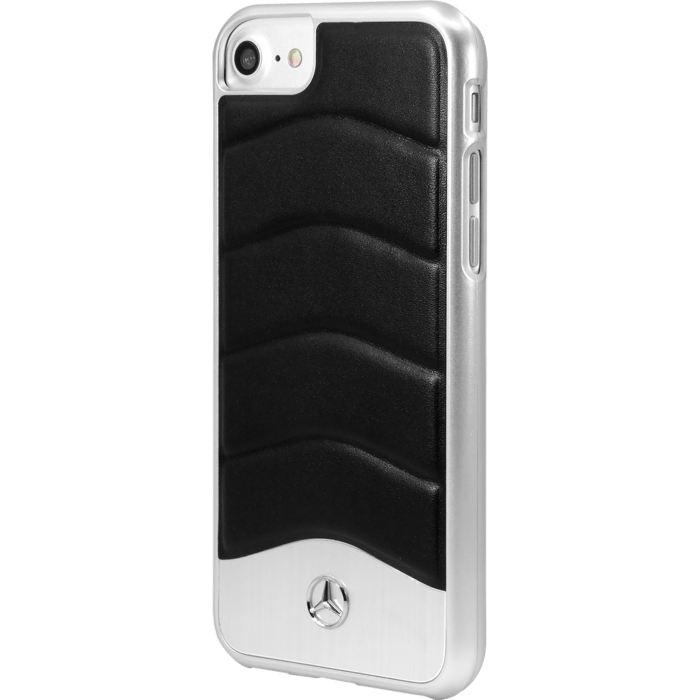 Mercedes-Benz WAVE III Coque en cuir véritable & en aluminium for Apple iPhone 6/6s/7/8, Noir