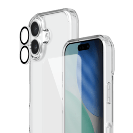 Pack combin&eacute; 3 en 1 (Coque hybride invisible, &Eacute;cran en verre tremp&eacute; de qualit&eacute; sup&eacute;rieure et Protecteur de l&rsquo;objectif de la cam&eacute;ra) pour Apple iPhone 17, Transparente