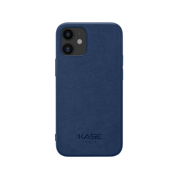Coque en Su&egrave;de Alcantara pour Apple iPhone 12 mini, Bleu indigo