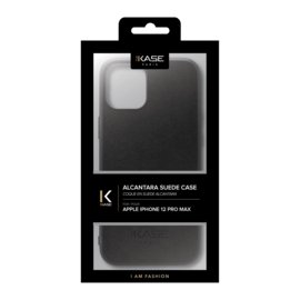 Coque en Su&egrave;de Alcantara pour Apple iPhone 12 Pro Max, Noir Minuit